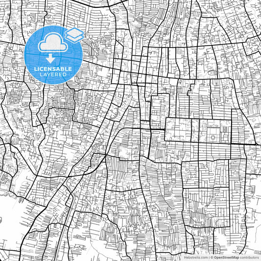 Layered PDF map of Denpasar, Bali, Indonesia