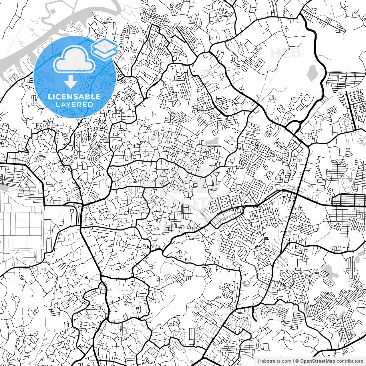 Layered PDF map of Balikpapan, East Kalimantan, Indonesia