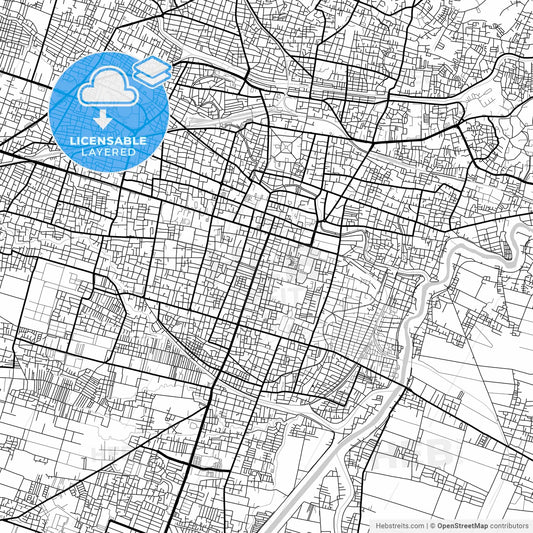 Layered PDF map of Surakarta, Central Java, Indonesia
