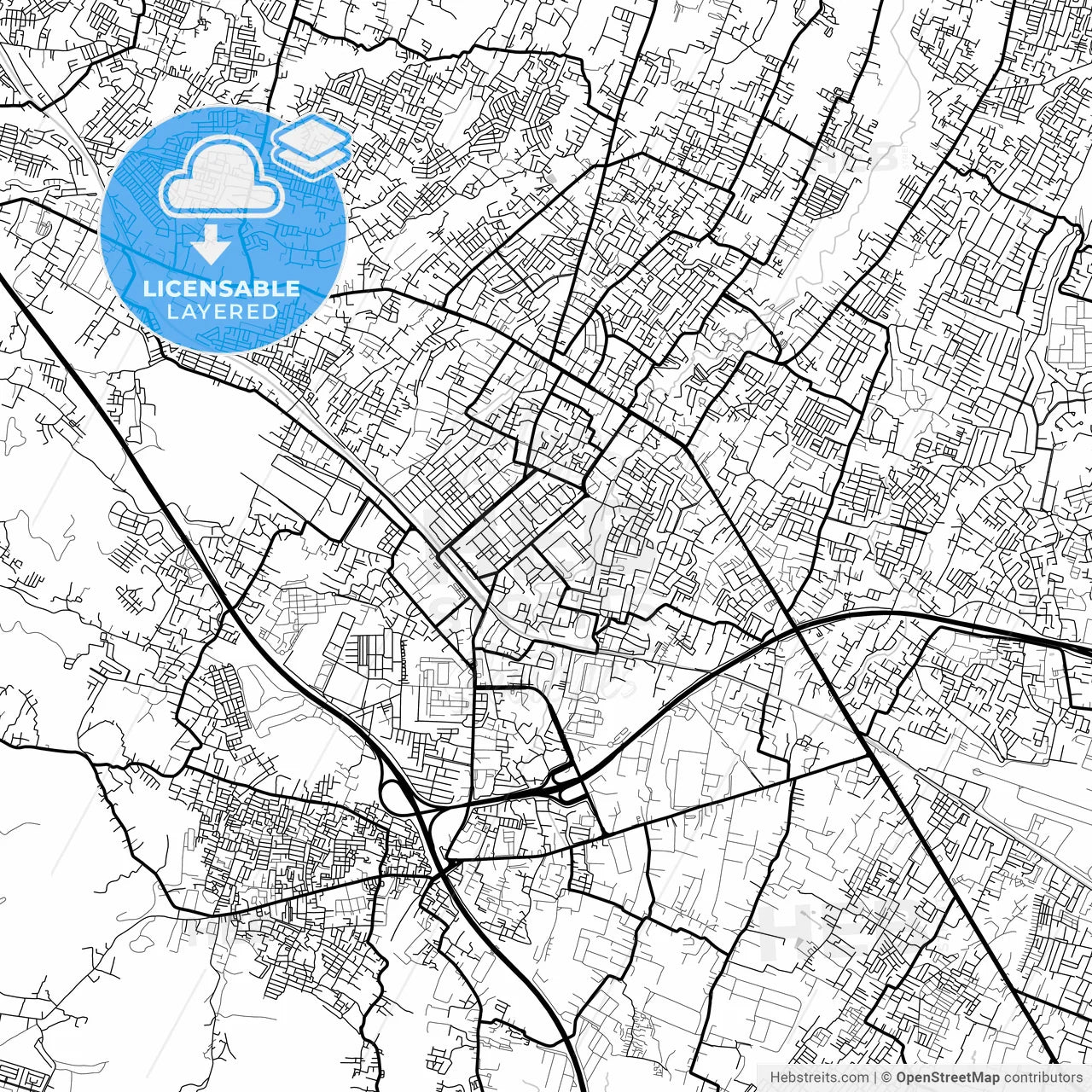 Layered PDF map of Cimahi, West Java, Indonesia