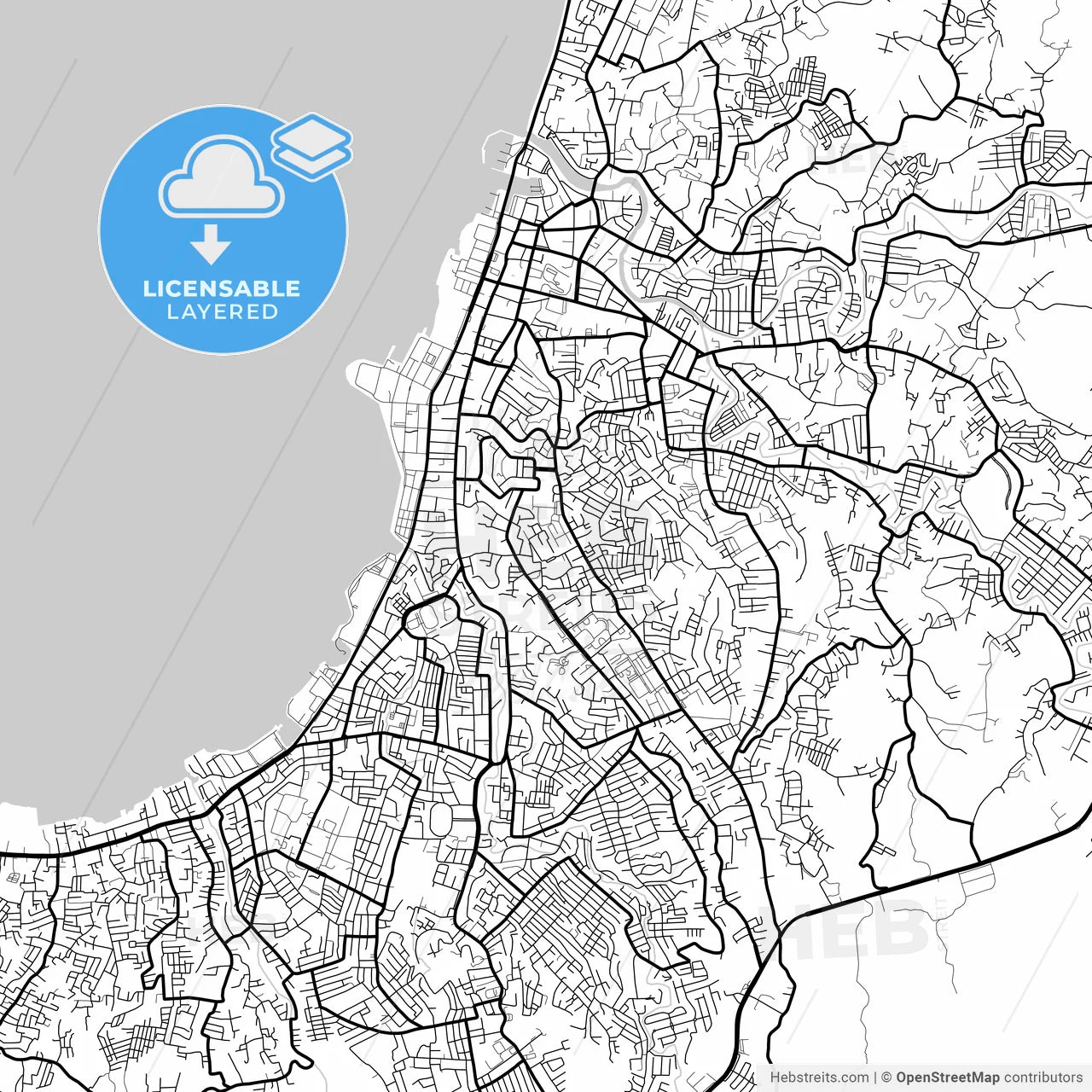 Layered PDF map of Manado, North Sulawesi, Indonesia