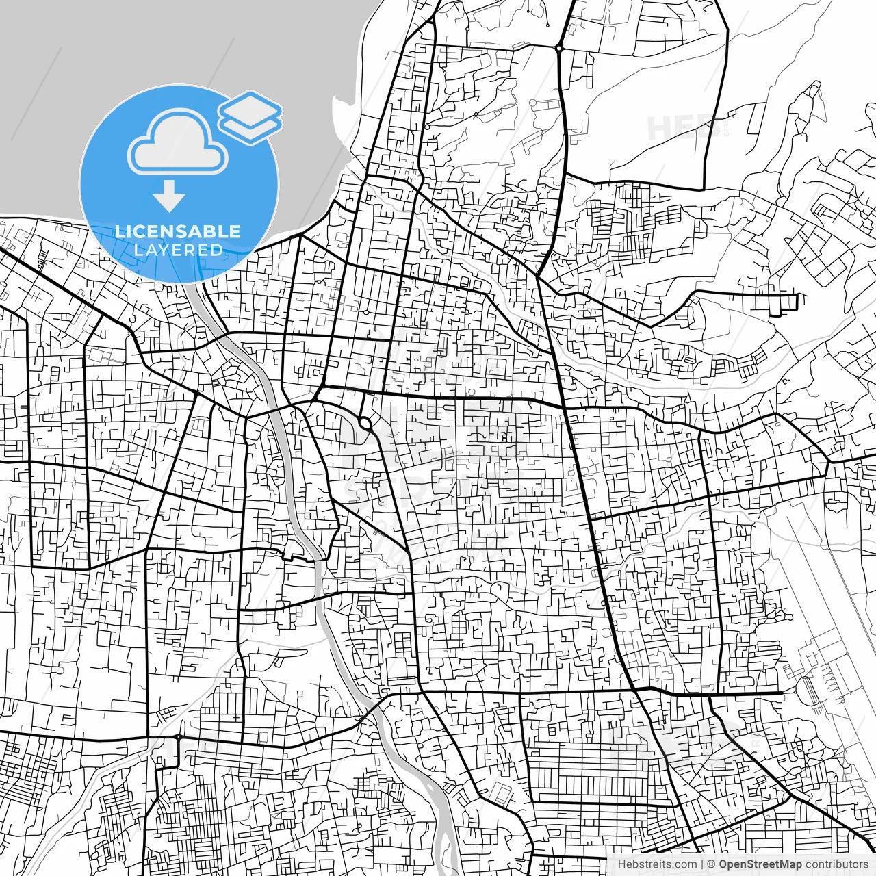Layered PDF map of Palu, Central Sulawesi, Indonesia