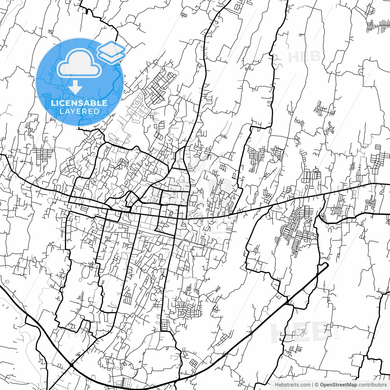 Layered PDF map of Sukabumi, West Java, Indonesia