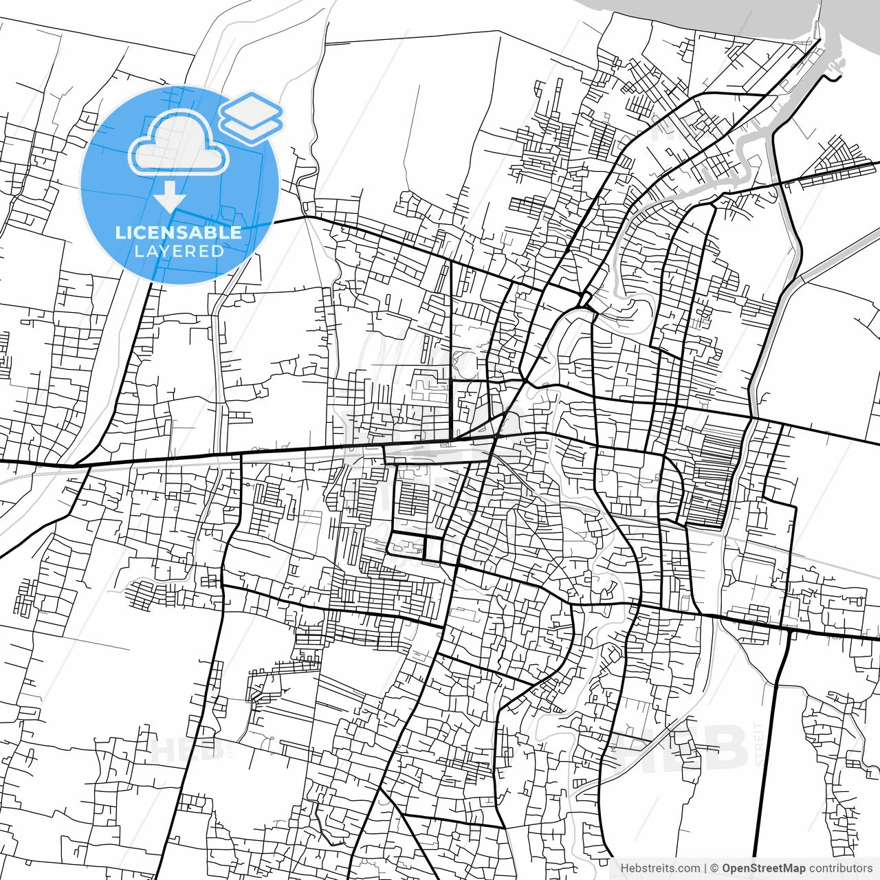 Layered PDF map of Pekalongan, Central Java, Indonesia