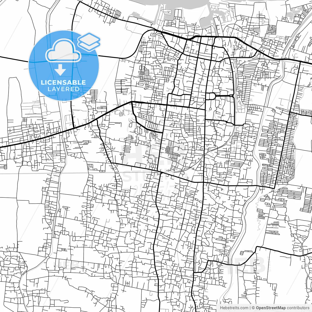 Layered PDF map of Tegal, Central Java, Indonesia