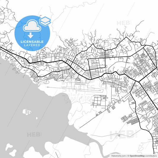 Layered PDF map of Sorong, Papua Barat, Indonesia