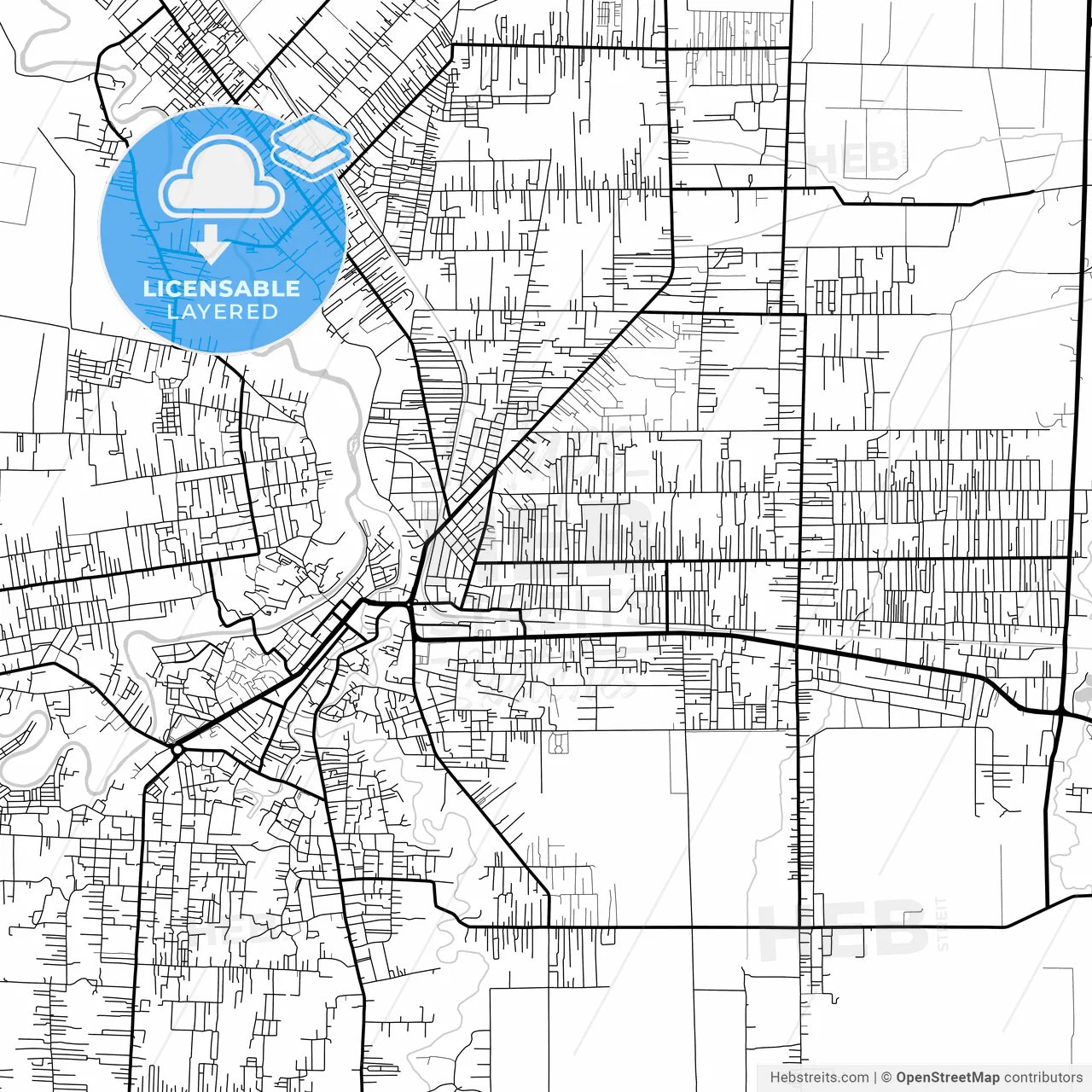 Layered PDF map of Binjai, North Sumatra, Indonesia
