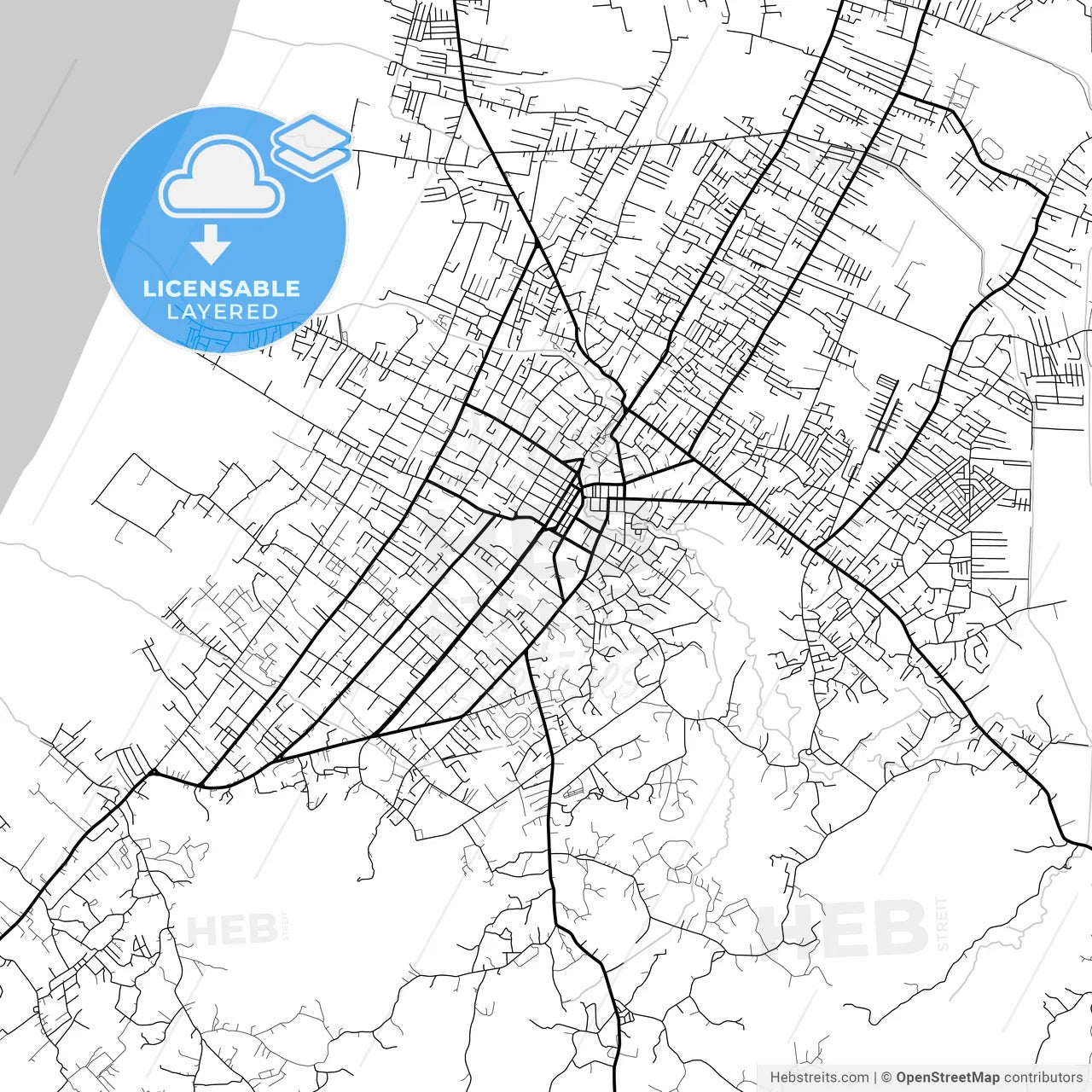 Layered PDF map of Singkawang, West Kalimantan, Indonesia