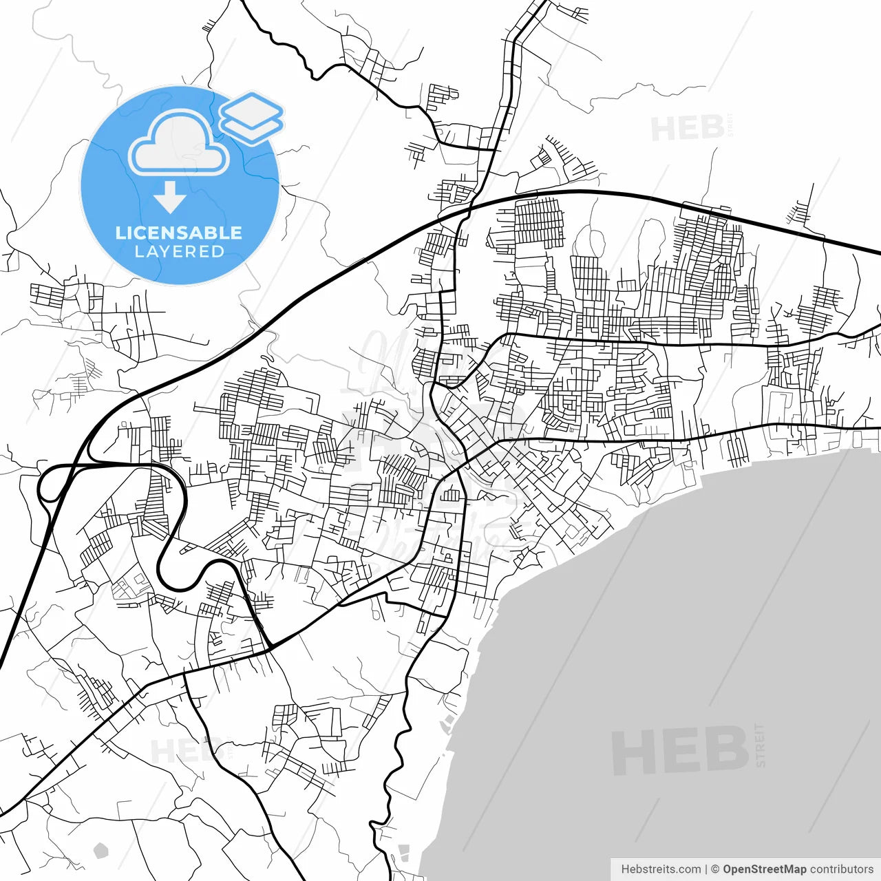 Layered PDF map of Bitung, North Sulawesi, Indonesia