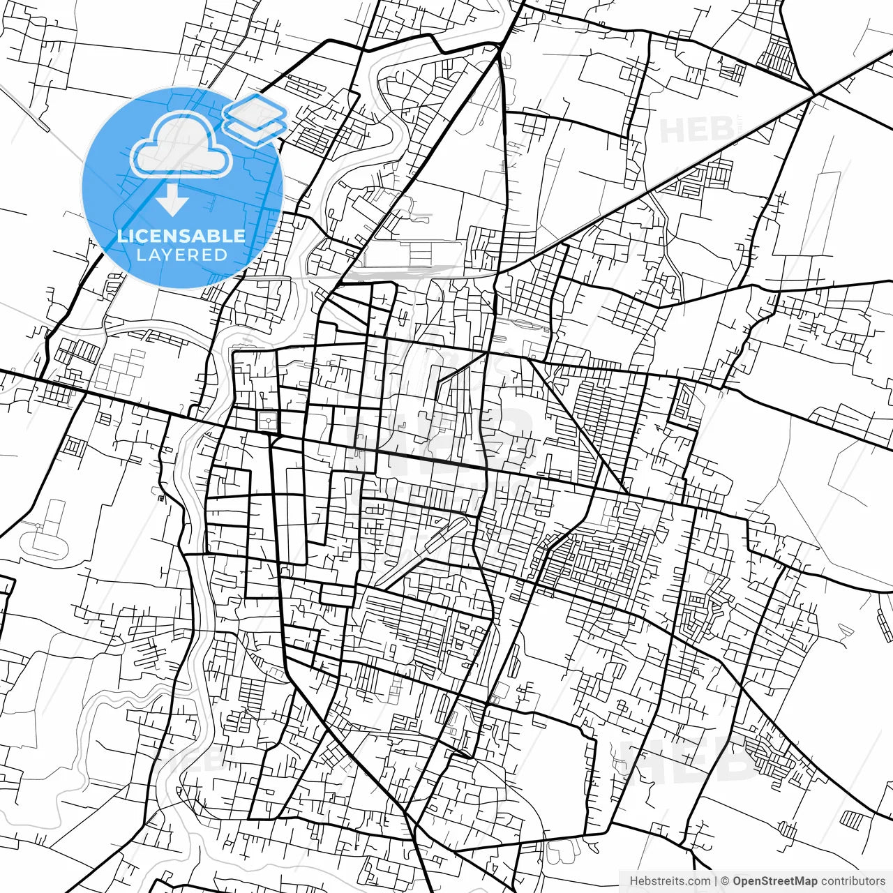 Layered PDF map of Madiun, East Java, Indonesia