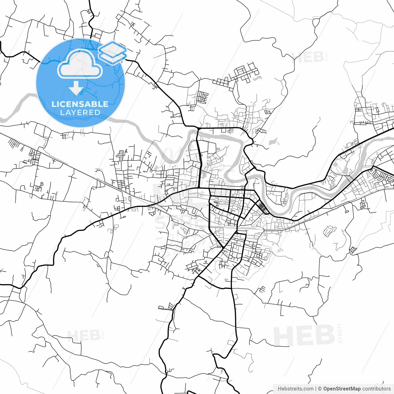 Layered PDF map of Banjar, West Java, Indonesia