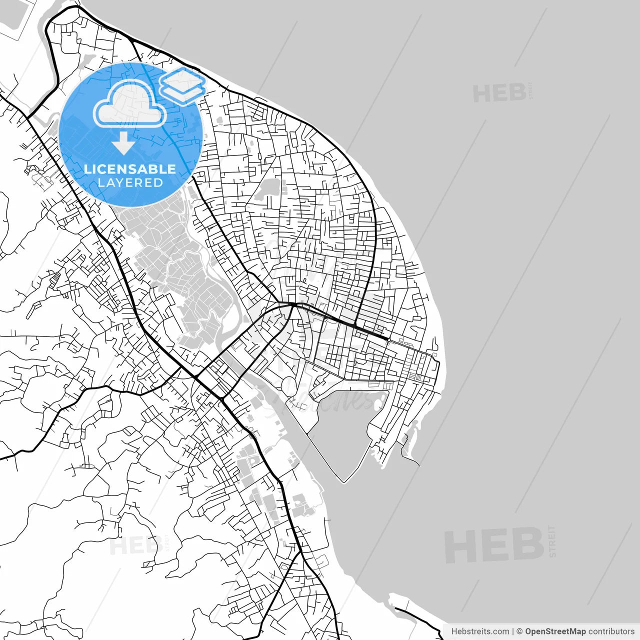 Layered PDF map of Lhokseumawe, Aceh, Indonesia