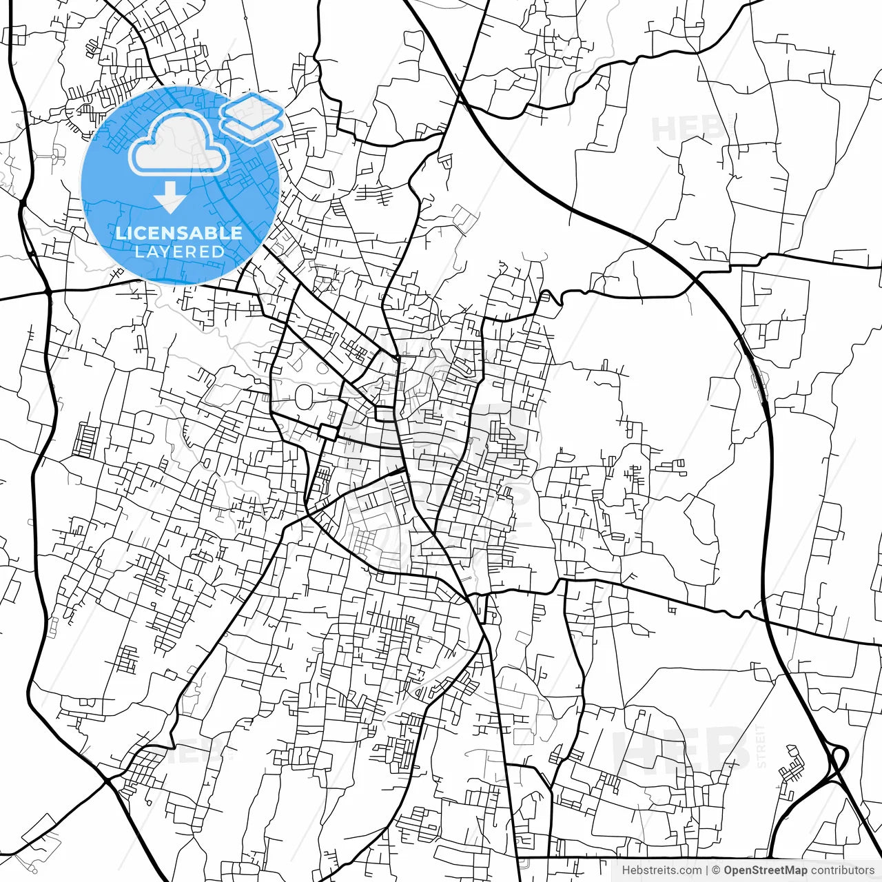 Layered PDF map of Salatiga, Central Java, Indonesia