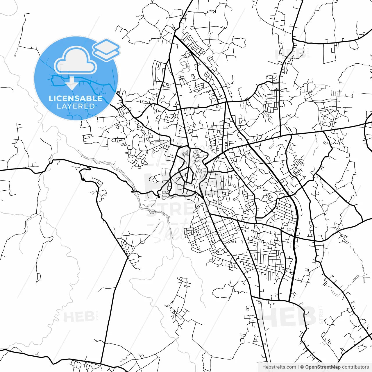 Layered PDF map of Bukittinggi, West Sumatra, Indonesia