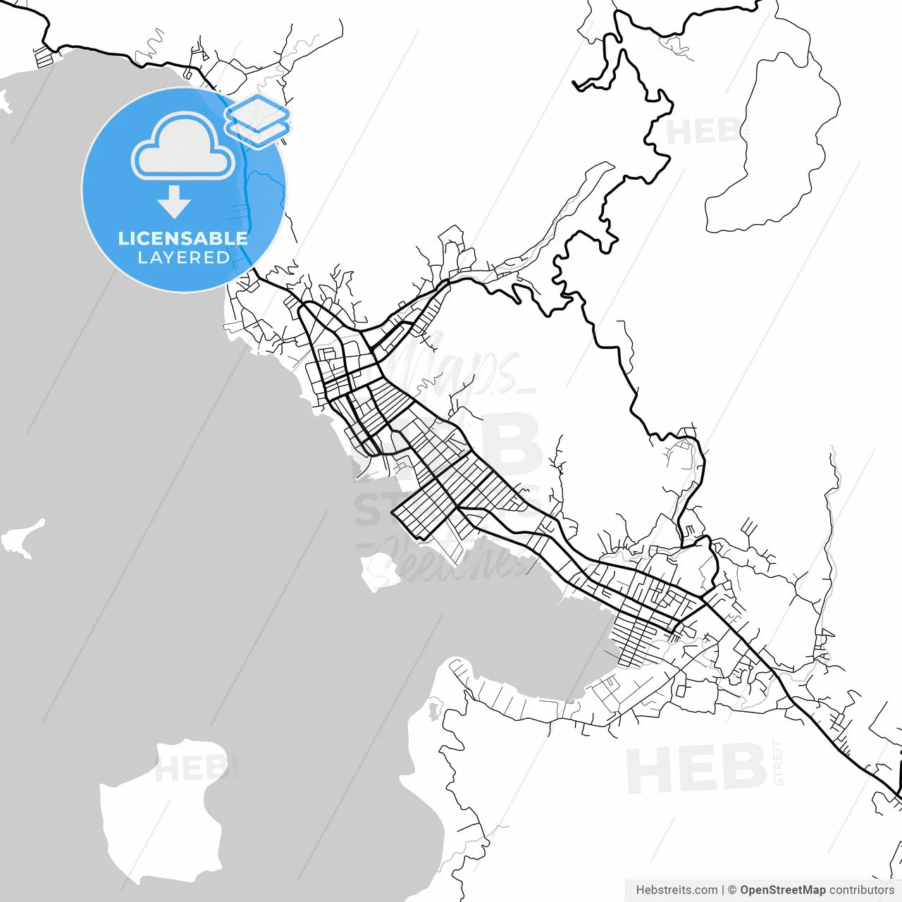 Layered PDF map of Sibolga, North Sumatra, Indonesia