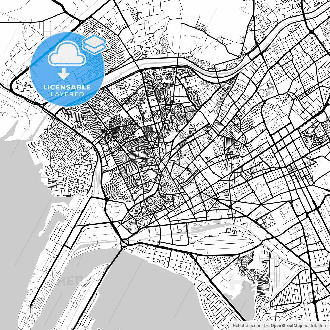 Layered PDF map of Karachi, Sindh, Pakistan