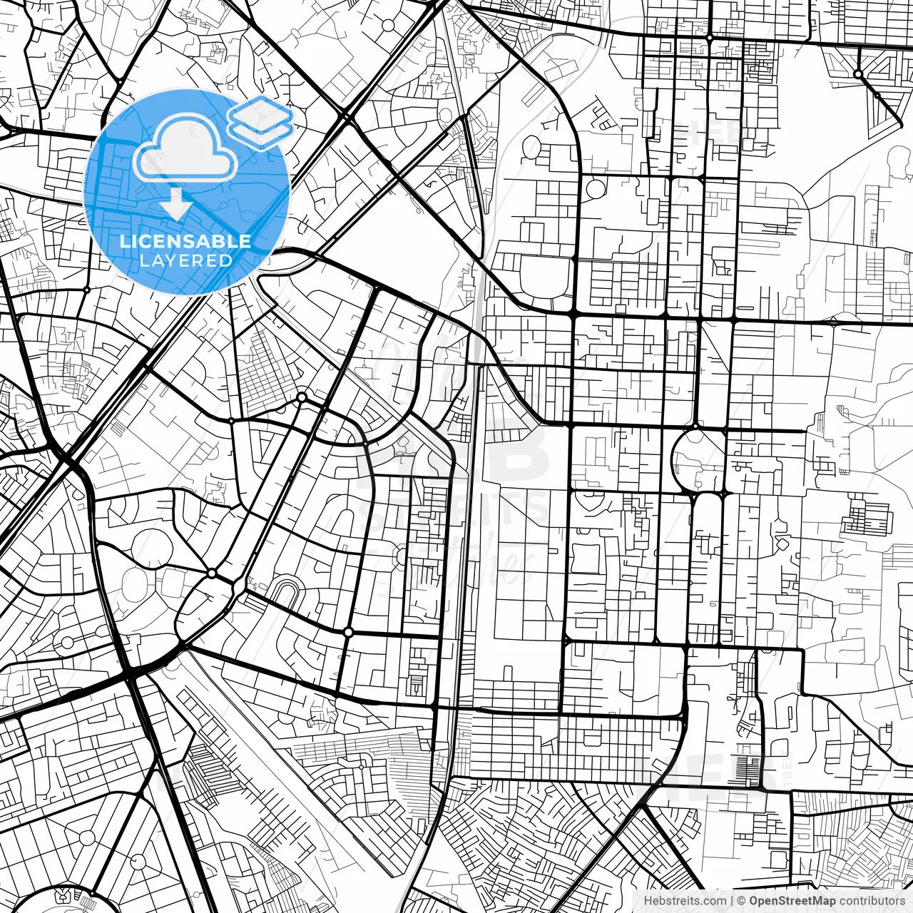 Layered PDF map of Lahore, Punjab, Pakistan