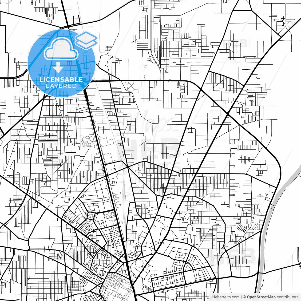 Layered PDF map of Gujranwala, Punjab, Pakistan