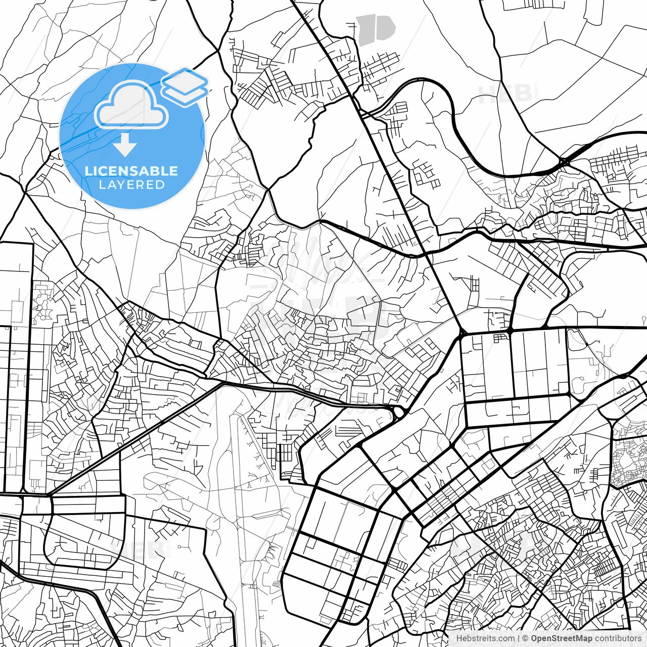 Layered PDF map of Peshawar, Khyber Pakhtunkhwa, Pakistan