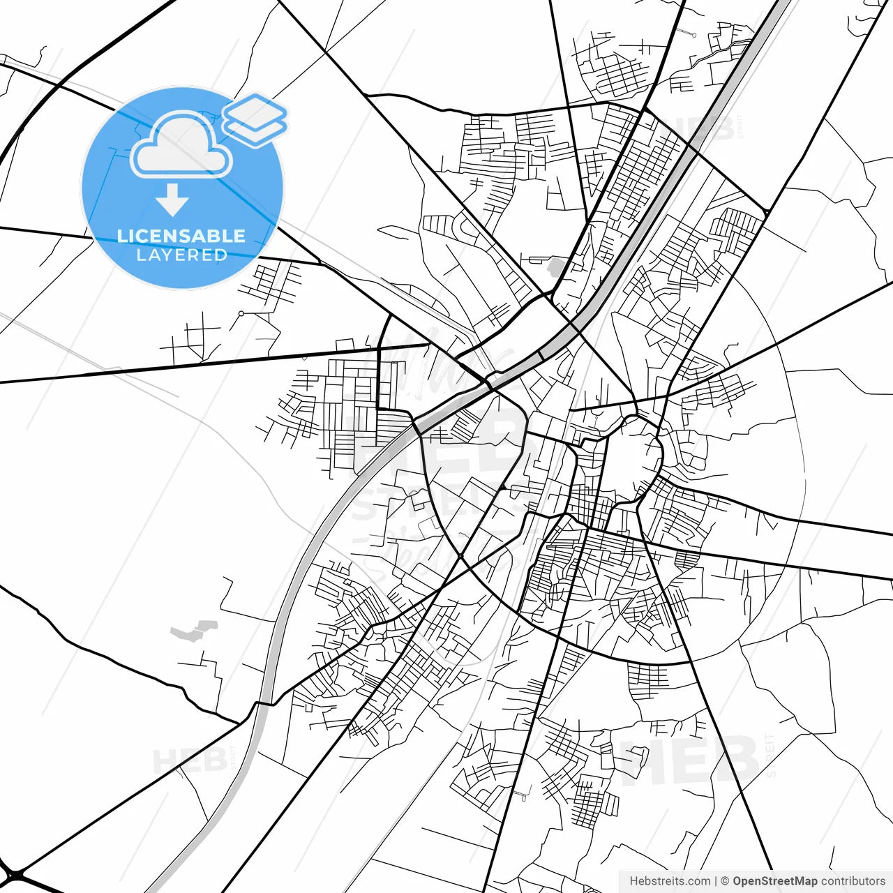 Layered PDF map of Larkana, Sindh, Pakistan
