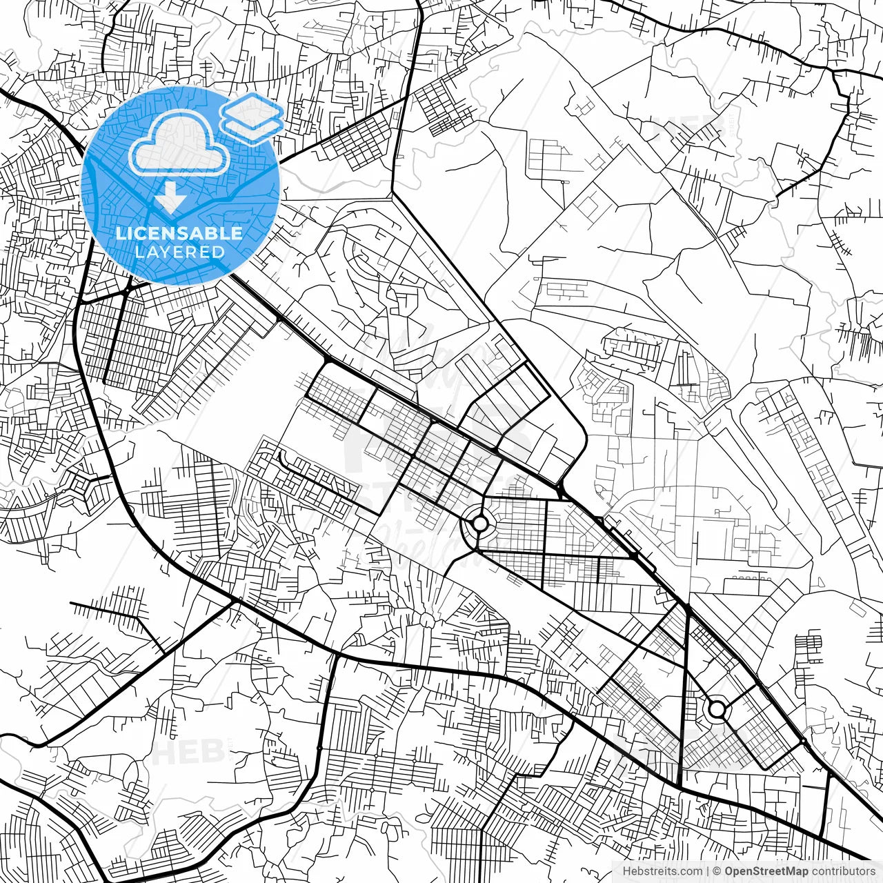 Layered PDF map of Wah Cantonment, Punjab, Pakistan