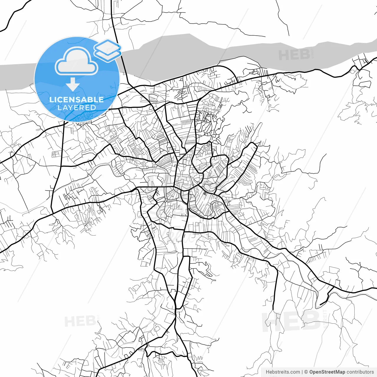 Layered PDF map of Mingora, Khyber Pakhtunkhwa, Pakistan