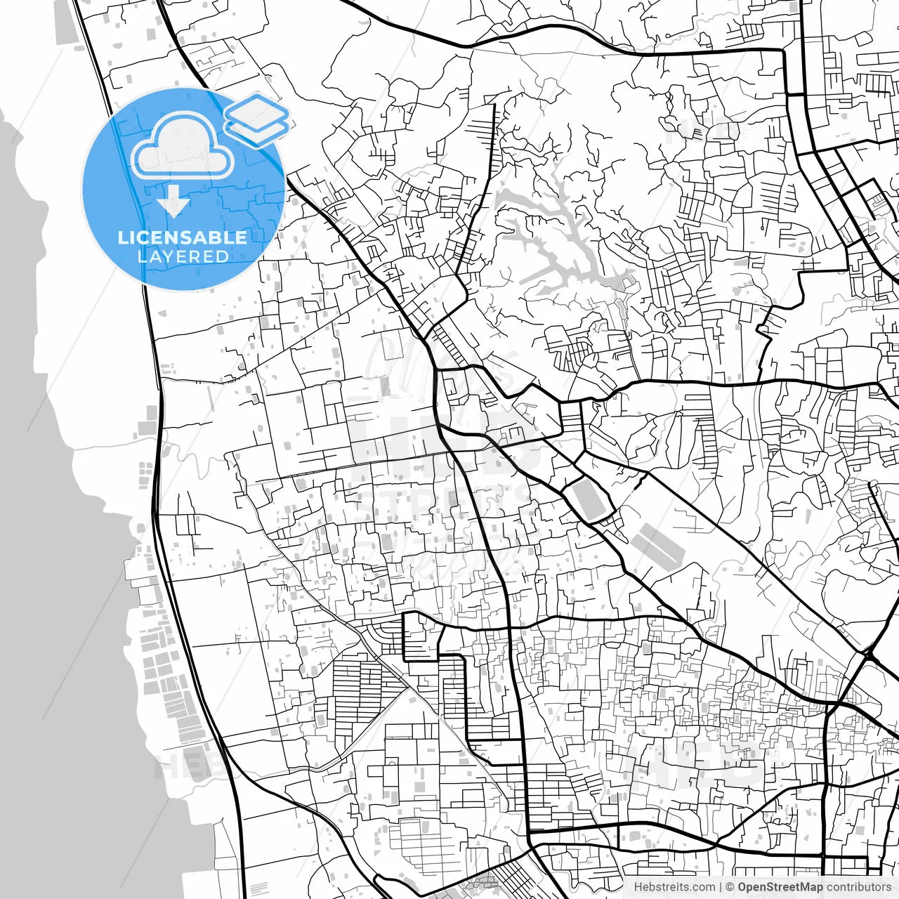 Layered PDF map of Chittagong, Chittagong, Bangladesh