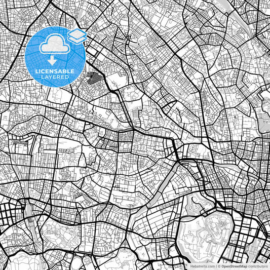 Layered PDF map of Tokyo, Japan