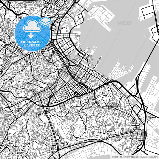 Layered PDF map of Yokohama, Kanagawa, Japan