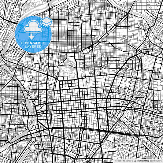 Layered PDF map of Nagoya, Aichi, Japan