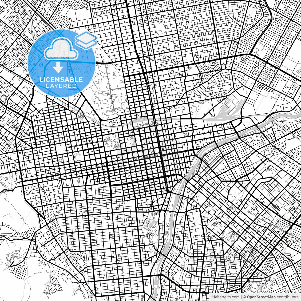 Layered PDF map of Sapporo, Hokkaidō, Japan