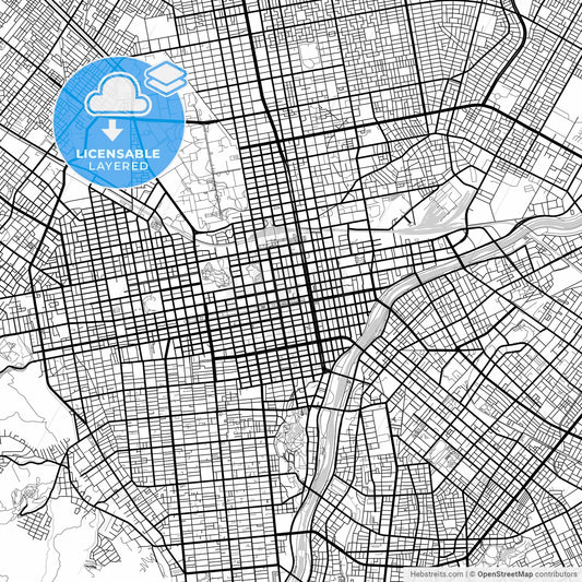 Layered PDF map of Sapporo, Hokkaidō, Japan
