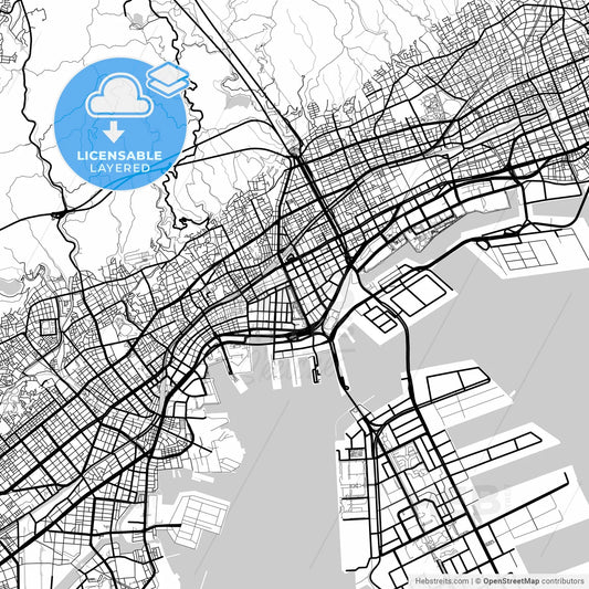 Layered PDF map of Kobe, Hyōgo, Japan