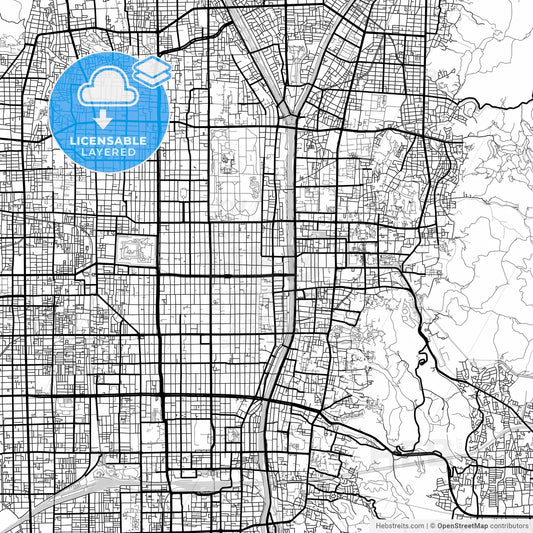 Layered PDF map of Kyoto, Kyoto, Japan