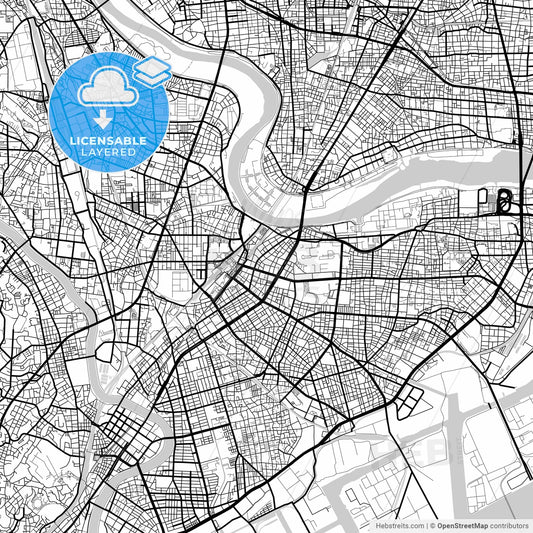 Layered PDF map of Kawasaki, Kanagawa, Japan