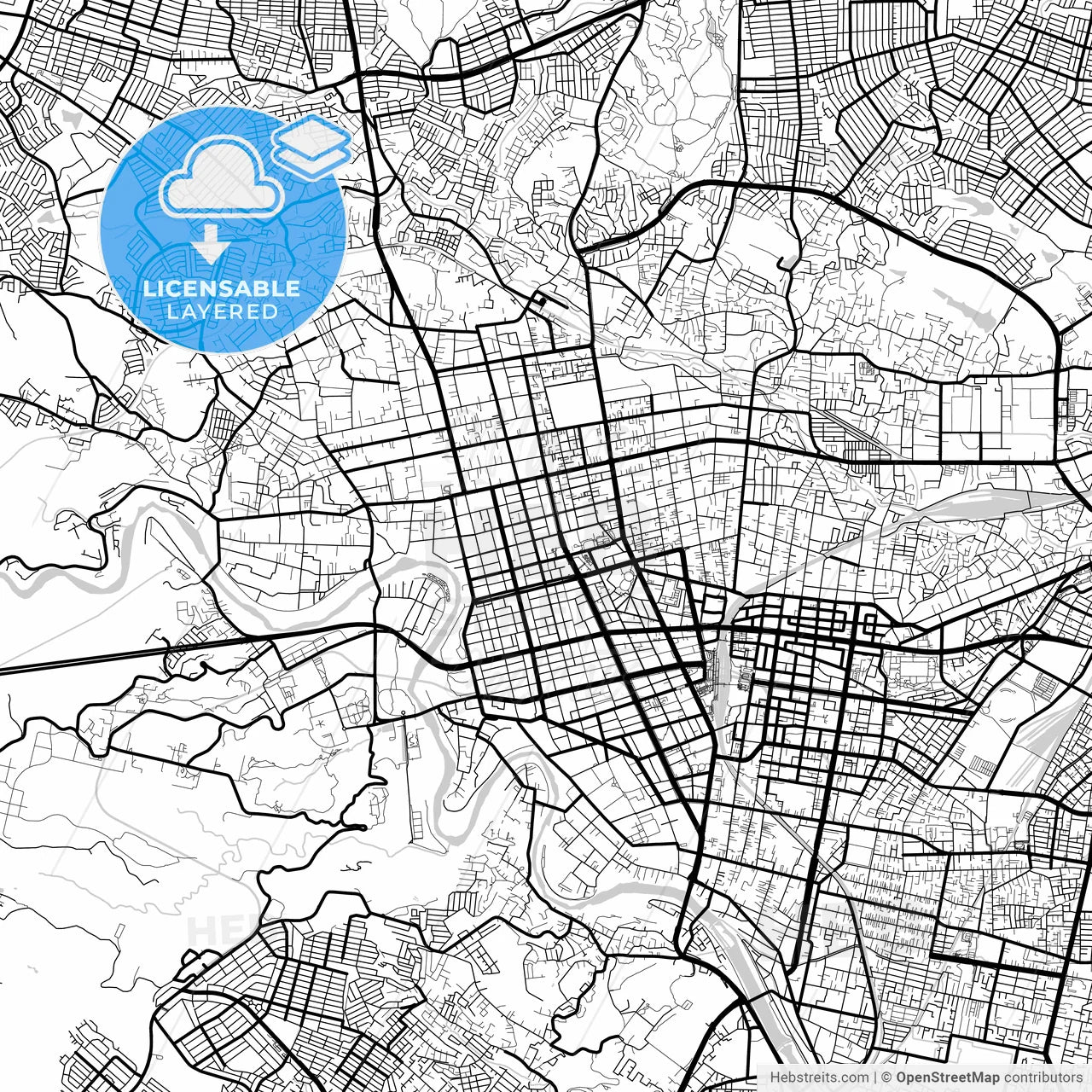 Layered PDF map of Sendai, Miyagi, Japan