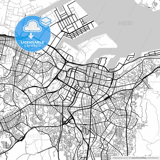 Layered PDF map of Kitakyushu, Fukuoka, Japan