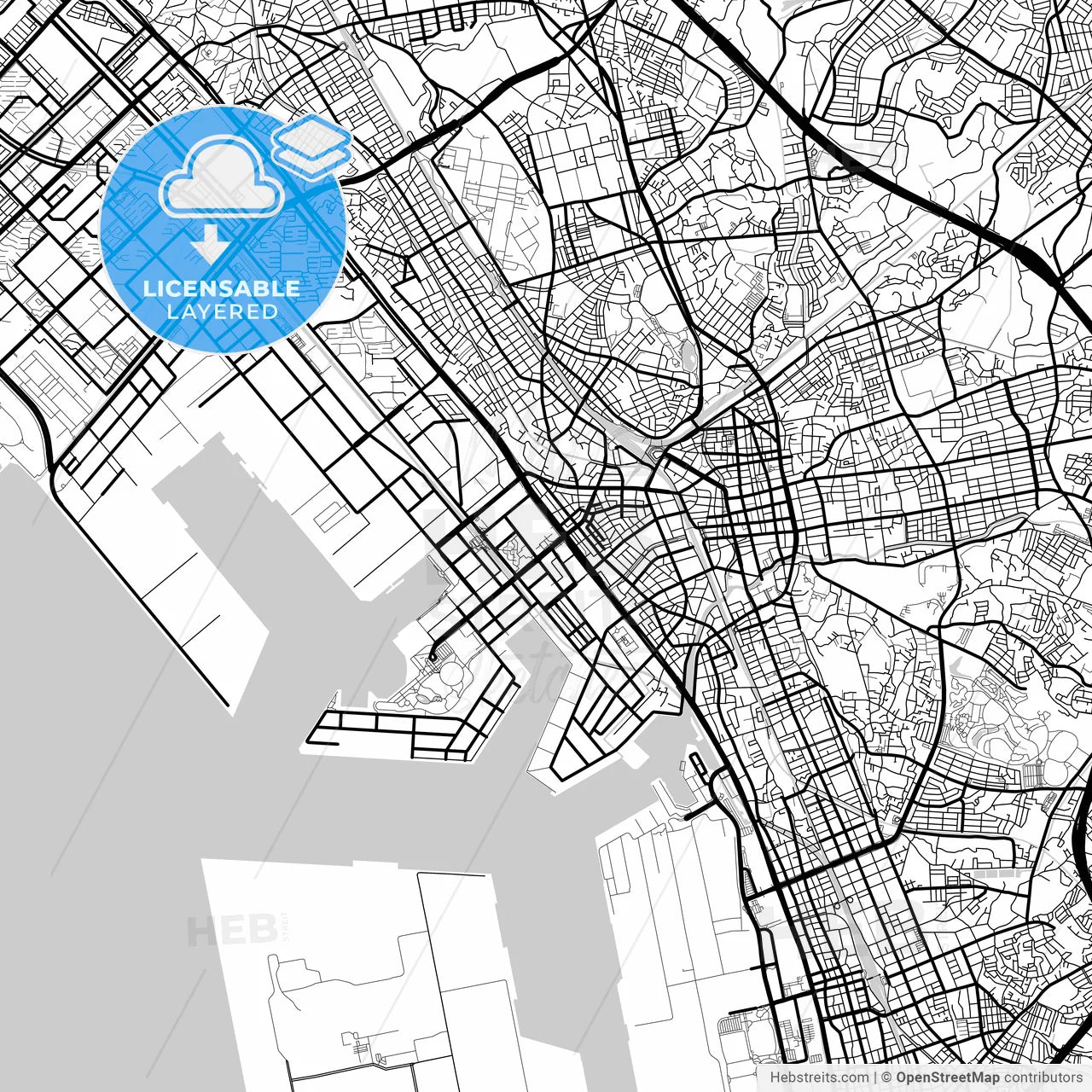 Layered PDF map of Chiba, Chiba, Japan
