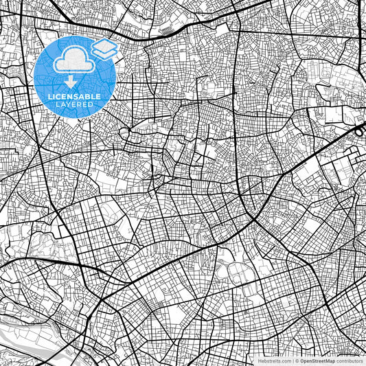 Layered PDF map of Setagaya, Tokyo, Japan