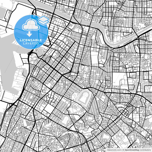 Layered PDF map of Sakai, Osaka, Japan