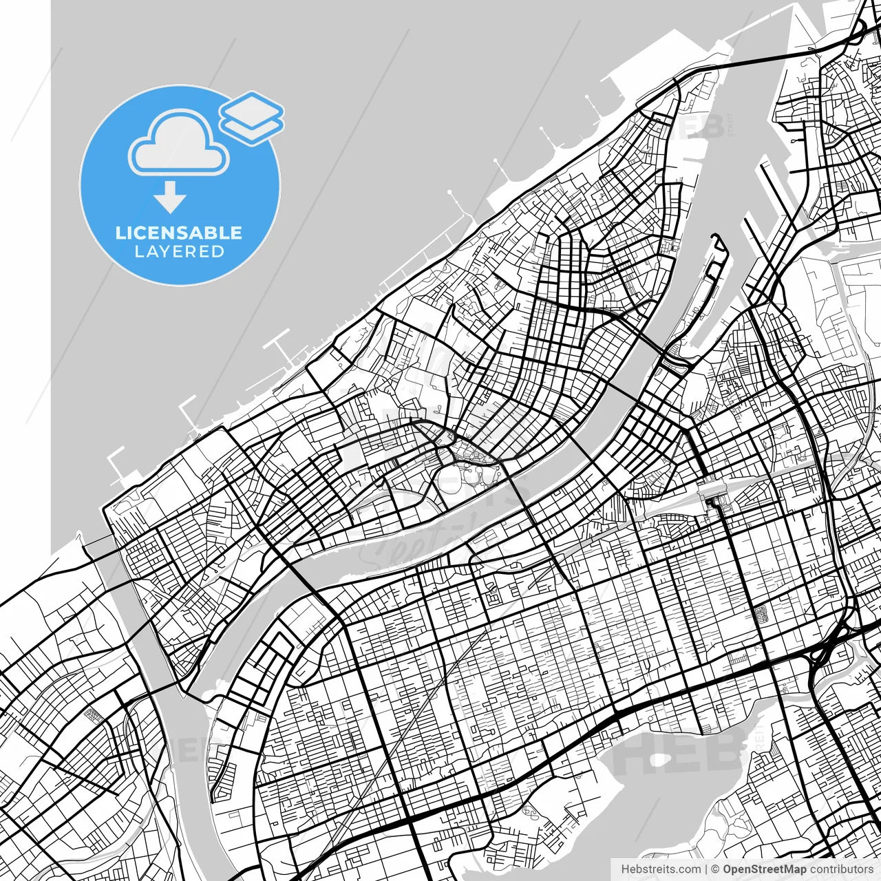 Layered PDF map of Niigata, Niigata, Japan