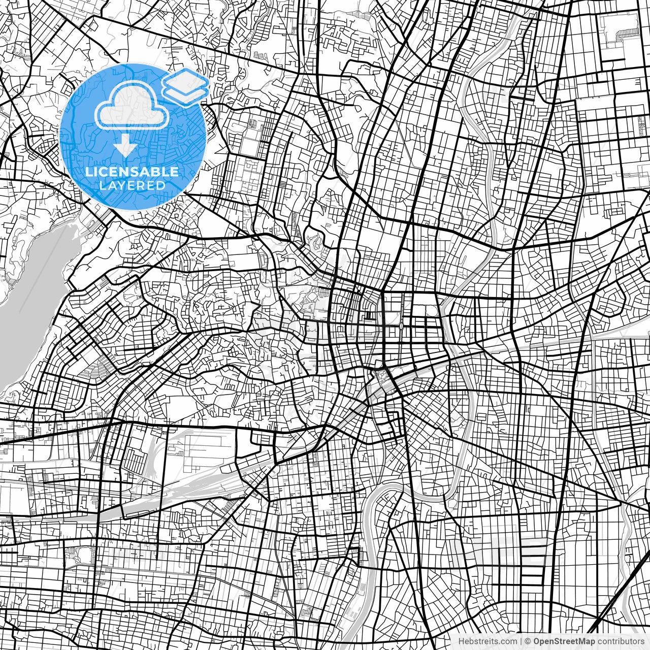 Layered PDF map of Hamamatsu, Shizuoka, Japan