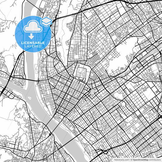 Layered PDF map of Shizuoka, Shizuoka, Japan