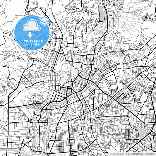 Layered PDF map of Kumamoto, Kumamoto, Japan