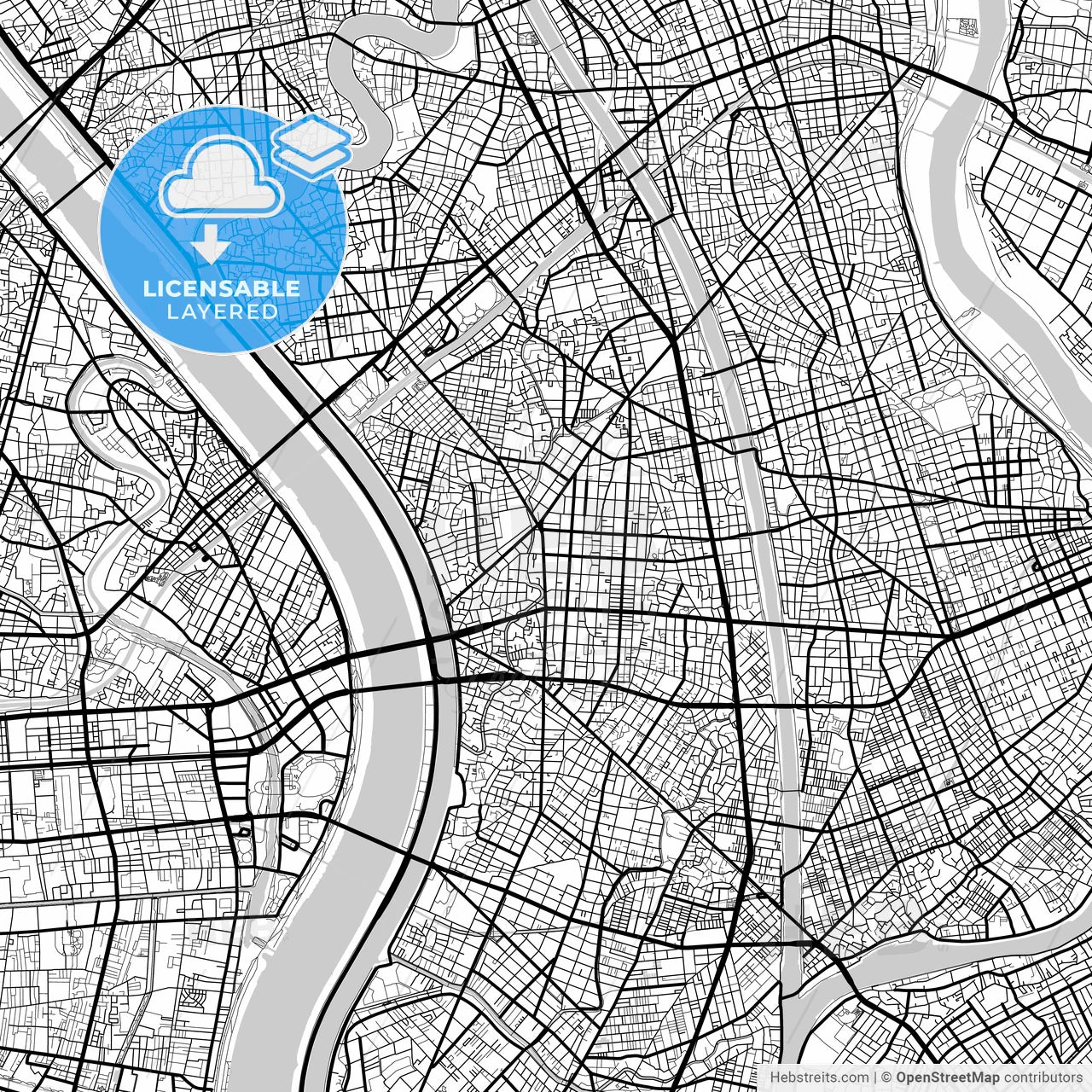 Layered PDF map of Edogawa, Tokyo, Japan