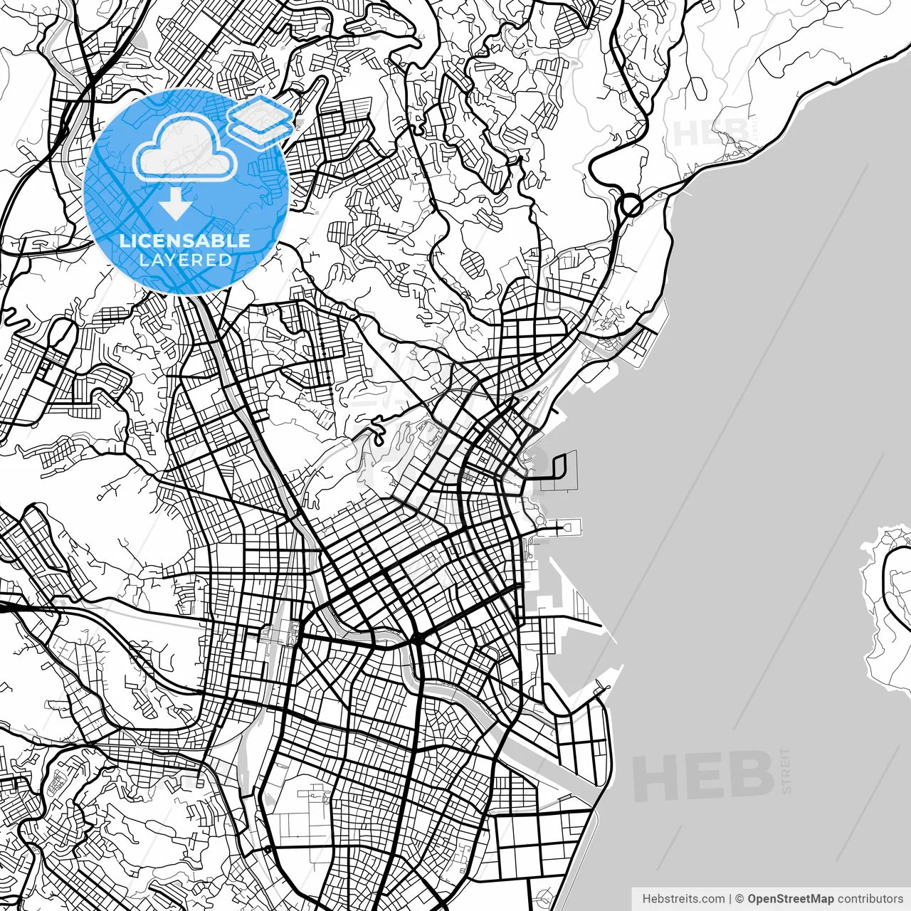 Layered PDF map of Kagoshima, Kagoshima, Japan