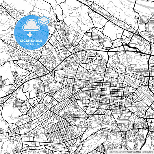 Layered PDF map of Hachiōji, Tokyo, Japan
