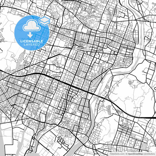 Layered PDF map of Himeji, Hyōgo, Japan