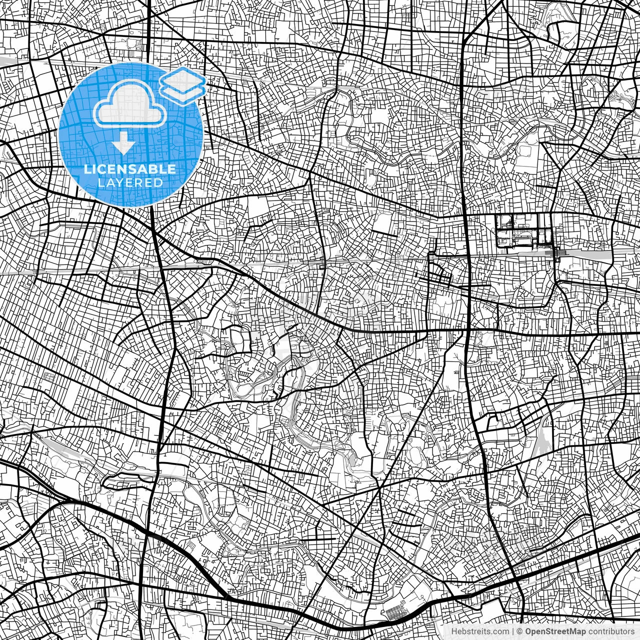 Layered PDF map of Suginami, Tokyo, Japan