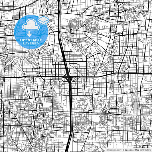 Layered PDF map of Higashiōsaka, Osaka, Japan